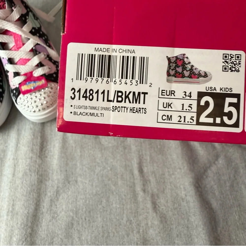 Skechers Lights Twinkle Sparks Spotty ‎ Hearts Kids High-Top Sneakers